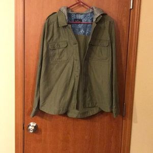 Xl olive hooded shirt coat